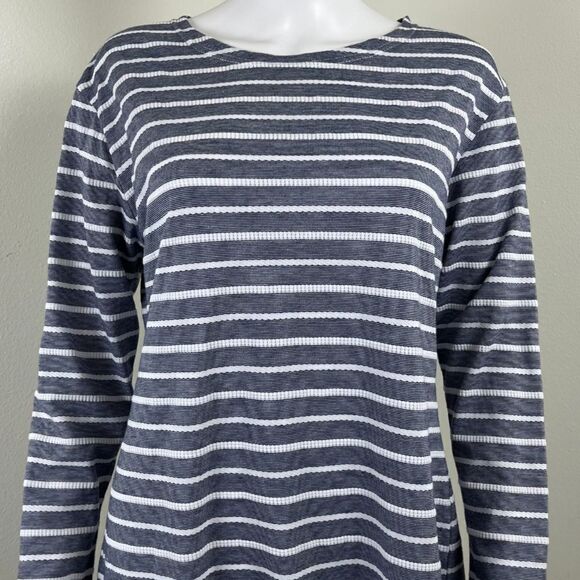 Sail to Sable Womens Size L Blue White Textured Striped Cotton Mini Shift Dress - Picture 9 of 15